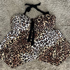 Nwt Swimsuits For All Bandeau Halter Hankie Hem Tankini Top